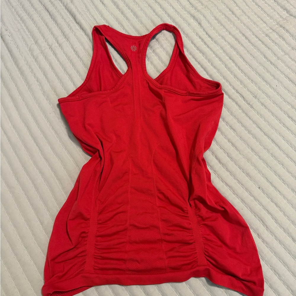 Red Athleta Ruched Racerback Tank Top - Picture 2 of 3